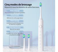 Rushi R-C32 Brosse à dents électrique, tête de brosse sans cuivre, étanche IPX7, Blanc