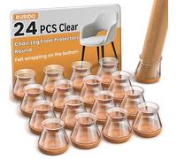 RUSIDO 24 pièces Protection Pied de Chaise Silicone Transparent | Rounde patins en feutre pour chaises,adaptés aux pieds droits et inclinables,Anti-rayures,Réduire le bruit (S Fit: 14-20mm)