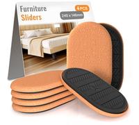 RUSIDO 4 Pièces Patin Glisseur pour Meuble Lourd, Grands Patins pour Meubles ovales Robustes, Patin Pied de Lit, Tampon Meuble Lourd, Protections de Plancher en Bois Dur réutilisables- 240 x 146 mm