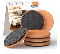 RUSIDO 4 Pièces Patin Glisseur pour Meuble Lourd, Grands Patins pour Meubles Rondes, Tampon Meuble Lourd, Patin Pied de Lit, Protections de Plancher en Bois Dur réutilisables- 90 mm