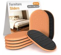 RUSIDO 8 Pièces Patin Glisseur pour Meuble Lourd, Grands Patins pour Meubles ovales Robustes, Patin Pied de Lit, Tampon Meuble Lourd, Protections de Plancher en Bois Dur réutilisables- 240 x 146 mm