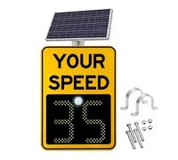 Rusopobe Panneau de Vitesse à LED Solaire, détecteur de Vitesse en Aluminium avec rétroaction Radar de sécurité routière, alimenté par énergie Solaire, Film réfléchissant 3M(B,60 * 90cm)
