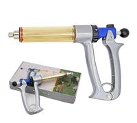 Rusopobe Pistolet de Vaccination réglable en Acier Inoxydable, injecteur de seringues pour bétail continu de 25 ml/50 ML pour bovins, Vaches, chèvres, Moutons, porcs(50ml)