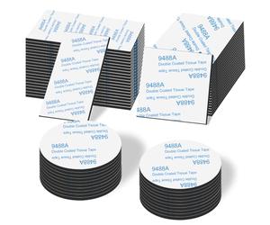 Rusoz Adhésif Double Face Extra Fort, 60 Pastilles Adhésives Puissantes & Sans Résidu, 3 Formes (Rondes, Carrées, Rectangles) Pour Porte Photos, Plaques d'Immatriculation, Décoration Maison & Voiture