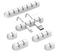 Rusoz Clips Cable Adhesif,6 Pièces Support De Câble Blancs Silicone Câble Management Pour Organisateur Des Câbles Avec adhésif 3M Au Voitures,Bureau Et Maison