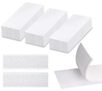 Rusoz Scratch Autocollant Double Face, 24 Paires Accroche Tableau Sans Percer Longueur 10cm, Largeur 3cm Nylon Puissant Double Face Bande Agrippantes Adhésives Extra Fort pour Ménage,Bricolage(Blanc)
