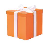 RUSPEPA Boîte-Cadeau D'Anniversaire Moyenne Avec Couvercles, Ruban Et Papier De Soie, Boîte-Cadeau Pliable - 1 Pièces, 23X23X23 Cm, Orange