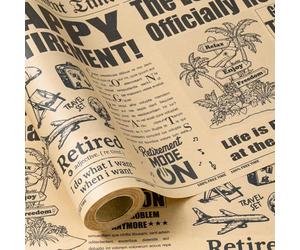 RUSPEPA Mini Papier cadeau journal rétro pour la retraite 43,2 cm x 5 m HAPPY RETIREMENT Papier avec titre Parfait pour fêtes de retraite, adieux, cadeaux de collègue