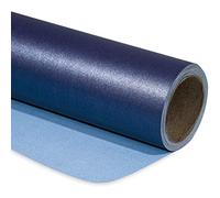 RUSPEPA Papier Emballage Mat Bleu Marine - Mini Rouleau - Couleur Unie Nacré - Papier Lustré Parfait Pour Mariage, Anniversaire, Noël, Baby Shower - 43.2 cm X 10 m