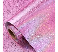 RUSPEPA Rouleau De Papier Cadeau À Paillettes Holographiques Pour Filles, Rose Pastel Avec Étoiles Scintillantes, Pour Anniversaire, Mariage, Fête Des Mères, Saint-Valentin, Noël, 43,2 Cm X 5 M