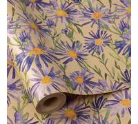 RUSPEPA Rouleau de papier cadeau Kraft - Mini rouleau - Motif fleurs violet clair Idéal pour anniversaire, fête, baby shower - 43,2 cm x 10 m