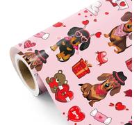RUSPEPA Rouleau De Papier Cadeau Pour La Saint-Valentin - Mini Rouleau - 43,2 Cm X 5 M - Papier Cadeau Chien Amoureux Pour La Saint-Valentin, Un Anniversaire Ou Un Mariage