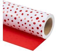 RUSPEPA Rouleau de papier cadeau réversible rouge - Mini rouleau - - Papier cadeau à pois délicats blancs et rouges pour Noël, anniversaire, mariage, Saint Valentin, fête des mères - 43,2cm x 10m