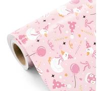 RUSPEPA Rouleau De Papier Cadeau Silly Gooses - Mini Rouleau - 43,2 Cm X 5 M - Oie Rose, Papier Cadeau Coquet, Idéal Pour Les Anniversaires De Filles Et Les Baby Showers