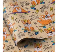 RUSPEPA Rouleau De Papier D'emballage Kraft - Mini Rouleau - Conception De Chien De Planche À Roulettes D'anniversaire Idéal pour Anniversaire, Fête, Baby Shower - 43,2 Cm X 10 M