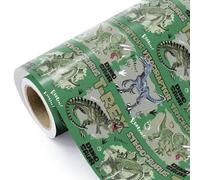 RUSPEPA Rouleaux de papier cadeau pour dinosaures - 43,2 cm x 3 m - Papier cadeau d'anniversaire dinosaure rugissant, idéal pour les anniversaires de garçons, les fêtes dinosaures et les baby showers