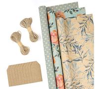 RUSPEPA Rouleaux De Papier D'Emballage Avec Étiquettes, Ficelle De Jute - 43cm X 3m Par Rouleau, Total De 3 Rouleaux, Ressort