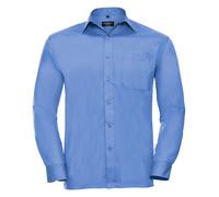 Russell 934M Hommes Noir Gris Bleu Blanc Long Manche Facile Soin Popeline Shirt