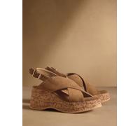 Russell & Bromley Russell & Bromley Tan Brown Suede Brooke Wedge Sandals