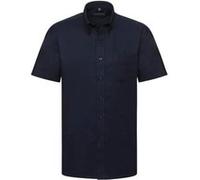 Russell Collection Chemise Oxford pour Homme, Manches Courtes, Entretien Facile BC1025 (Col 41) (Bleu Marine Clair)