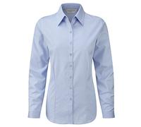 Russell Collection 962F Womens Long Sleeve Ladies Herringbone Shirt - Light Blue - Small
