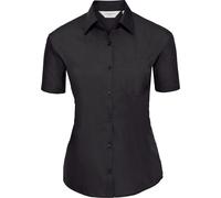 Russell Collection - Chemise Femme Manches Courtes Facile à Entretenir RW9460 (4XL) (Noir)