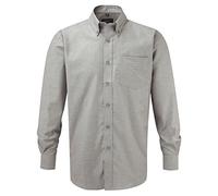 Russell Collection - Chemise Oxford à longues manches et facile d’entretien - Pour hommes - Gris - XXXX-Large