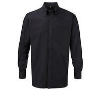 Russell Collection - Chemise Oxford à longues manches et facile d’entretien - Pour hommes - Noir - Small