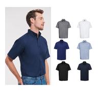 Russell Collection chemise oxford à manches courtes r-933m-0 pour hommes - vêtem
