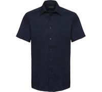 Russell Collection Chemise Oxford pour Homme, Manches Courtes, Entretien Facile BC1016 (43 cm) (Bleu Marine Lumineux)