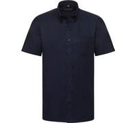 Russell Collection Chemise Oxford pour Homme, Manches Courtes, Entretien Facile BC1025 (Col 44) (Bleu Marine Clair)