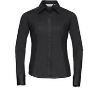 Russell Collection - Chemisier à manches longues en popeline - Femme (M) (Noir) - UTBC1017 Noir G