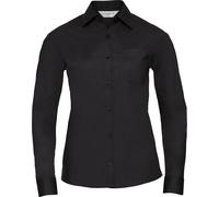 Russell Collection Chemisier à manches longues pour femme BC1026 (L) (Noir)