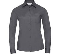 Russell Collection Damen Langarm Bluse BC1026 (4XL) (Convoy Grau)