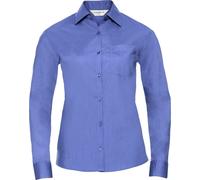 Russell Collection Damen Langarm Bluse BC1026 (M) (Blau)