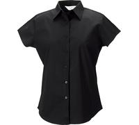 Russell Collection Easy Care Blouse, Manches Courtes BC1032 (XS) (Noir)