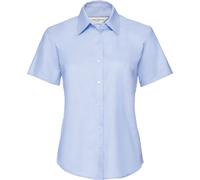 Russell Collection Easy Care Oxford Bluse, Kurzarm BC1024 (XL) (Oxford Blau)