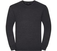 Russell Collection - Pullover à col en V - Homme (XL) (Gris foncé marne) - UTBC1012 Gris Foncé Marne