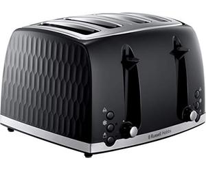Russell Hobbs 26071 Grille-Pain 4 Tranches Design Moderne en nid d'abeille avec fentes extra larges et fonction de levage haut Noir