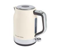 Russell Hobbs Bouilloire électrique [1,7 L, 2 400 W] Hanley (Design vintage Jasmin, acier inox, économe en énergie,couvercle à bouton-poussoir, niveau d'eau, base 360°, rangement du cordon) 28640-70