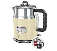 Russell Hobbs Bouilloire Electrique [Design Vintage Premium] Retro Crème (1,7L, 2400W, Ebullition Rapide, Jauge Température Rétro,Marqueurs 1/2/3 tasses,Ecoulement parfait,Couvercle Amovible) 21672-70