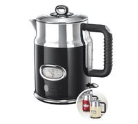 Russell Hobbs Bouilloire Electrique (Design Vintage Premium) Retro Noire (1,7L, 2400W, Ebullition Rapide, Jauge Température Rétro,Marqueurs 1-2-3 tasses,Ecoulement,Couvercle Amovible) 21671-70