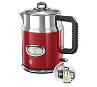 Russell Hobbs Bouilloire Electrique (Design Vintage Premium) Retro Rouge (1,7L, Ebullition Rapide, Jauge Température + eau, Couvercle Amovible) 21670-70