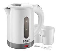 Russell Hobbs Bouilloire Electrique [Petite & Légère] Travel (Idéale Pour Voyage, 850 Ml, 1000W, 2 Tasses + Cuilères Incluses, Voltage Universel,Niveau D'eau Visible, Filtre Anticalcaire) 23840-70