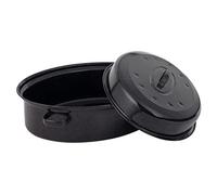 Russell Hobbs® BW07215 Romano Vitreous Enamel Plat à Rôtir à Auto-Arrosage avec Couvercle, Cocotte Roaster Ovale pour Four, Acier Émaillé Vitrifié, 38 cm, Noir