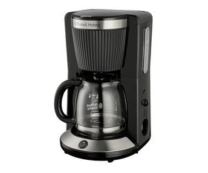 Russell Hobbs Cafetière Filtre Brontë Noir, 1,25 L, 10-15 Tasses, 26780-56 | Machine à café avec Technologie WhirlTech, Anti-Goutte, Plaque Chauffante et Verseuse en Verre, Pause Versement, 1100W