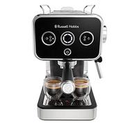 Russell Hobbs Cafetière [Machine Expresso Design Vintage] Distinctions Noir (15 Bars, mode auto. & manuel pour 1 ou 2 tasses, chauffe rapide, buse vapeur: lait & eau chaude, affichage LED) 26450-56