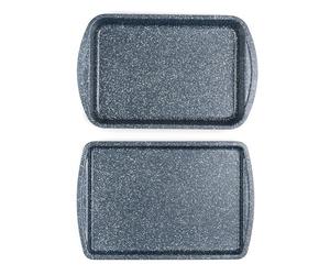 Russell Hobbs COMBO-5439 Nightfall Stone Antihaft-Backblech und Bräter, 38 cm, 2-teilig, Blauen