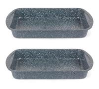 Russell Hobbs COMBO-5446 Plat à rôtir Nightfall Stone, 38 cm, marbre bleu, lot de 2