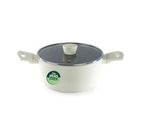 Russell Hobbs Côte Ceramic Faitout 24 cm avec revêtement antiadhésif sans PFAS - Aluminium forgé à bords droits, poignées effet soft-touch et couvercle en verre avec évent vapeur, compatible induction